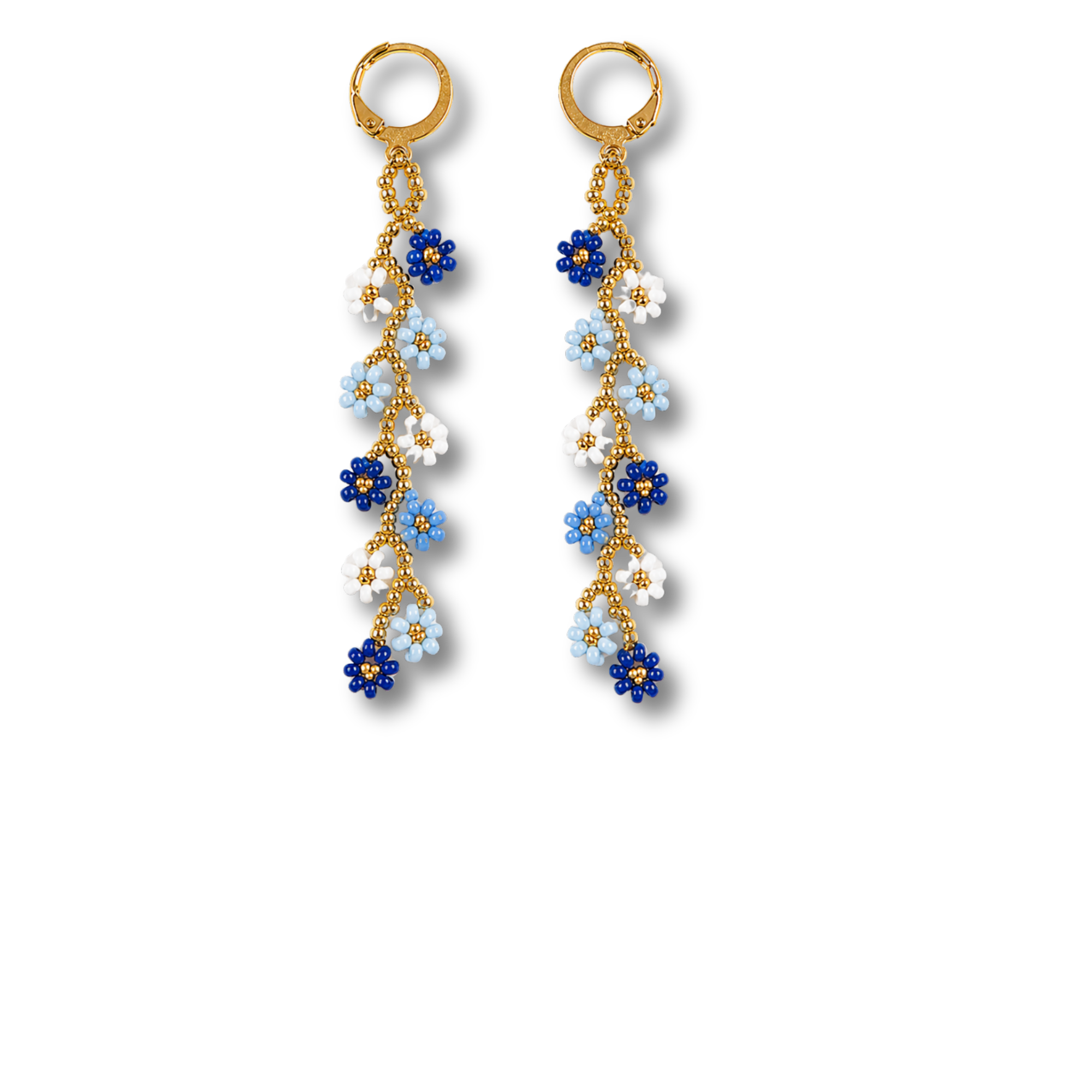Colecciones Aretes largo Flores azul
