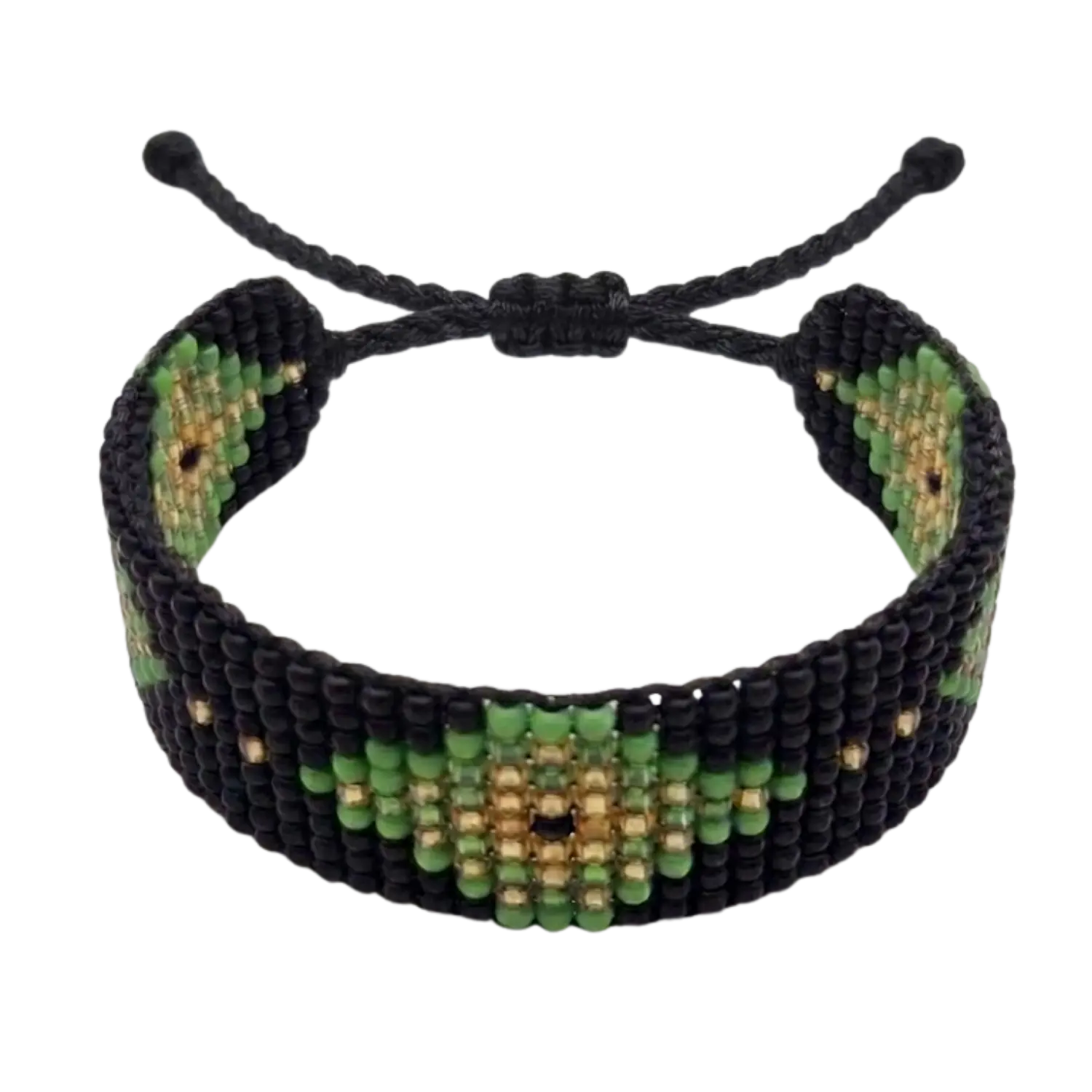 Brazalete geométrico verde – Negro