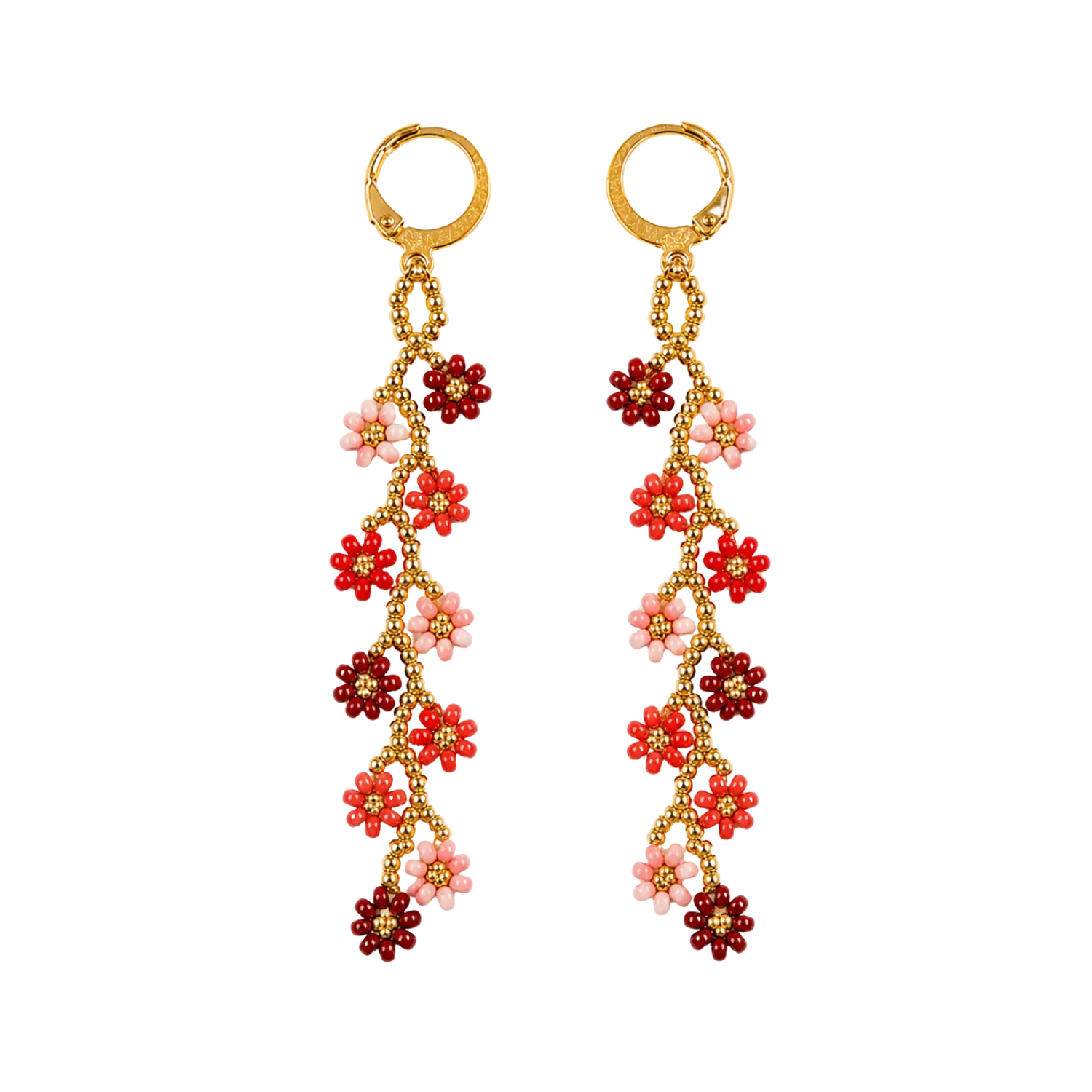 Aretes largos rojos