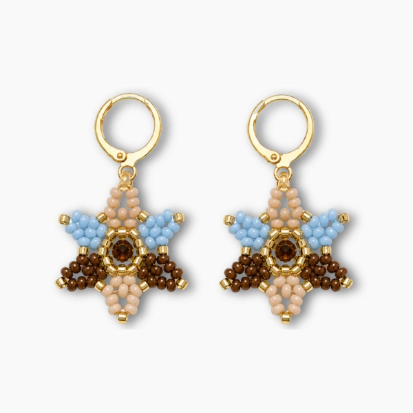 aretes estrella azul cafe beige
