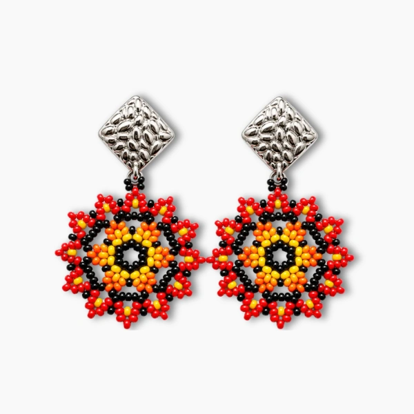 aretes mandala rojo