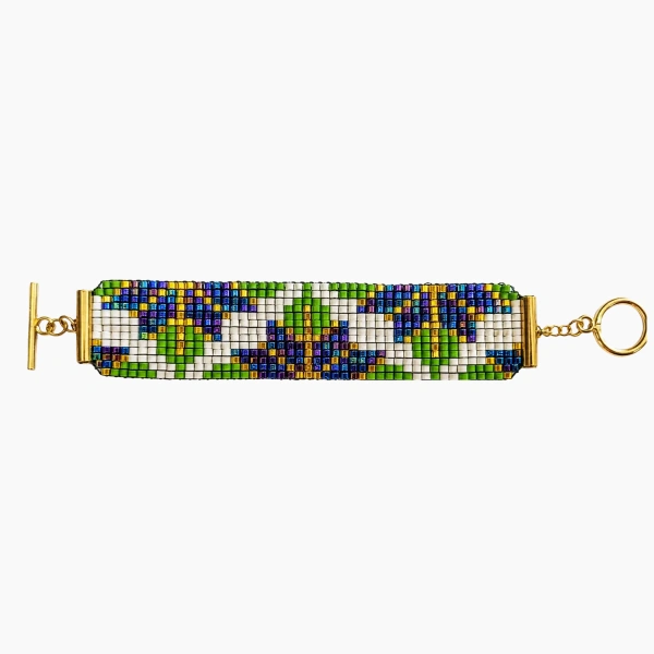 brazalete miyuki trebol tornasol.