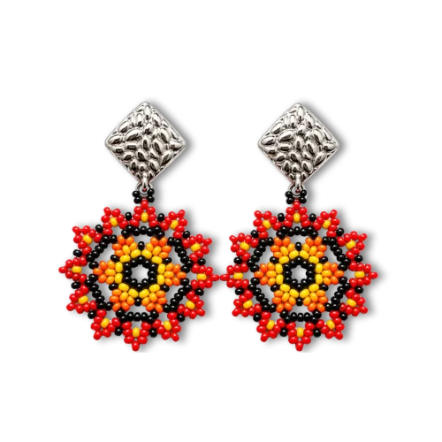 Arete mándala rojo
