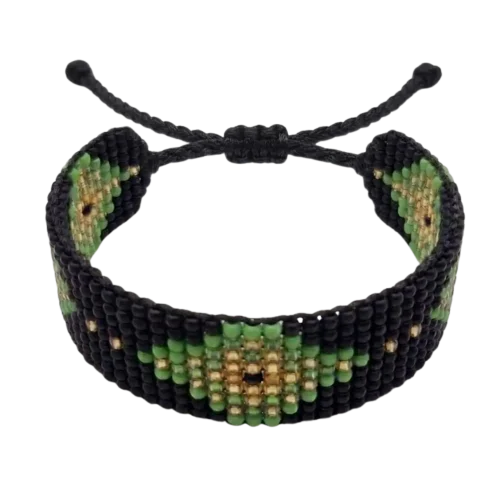 Brazalete geométrico verde – Negro